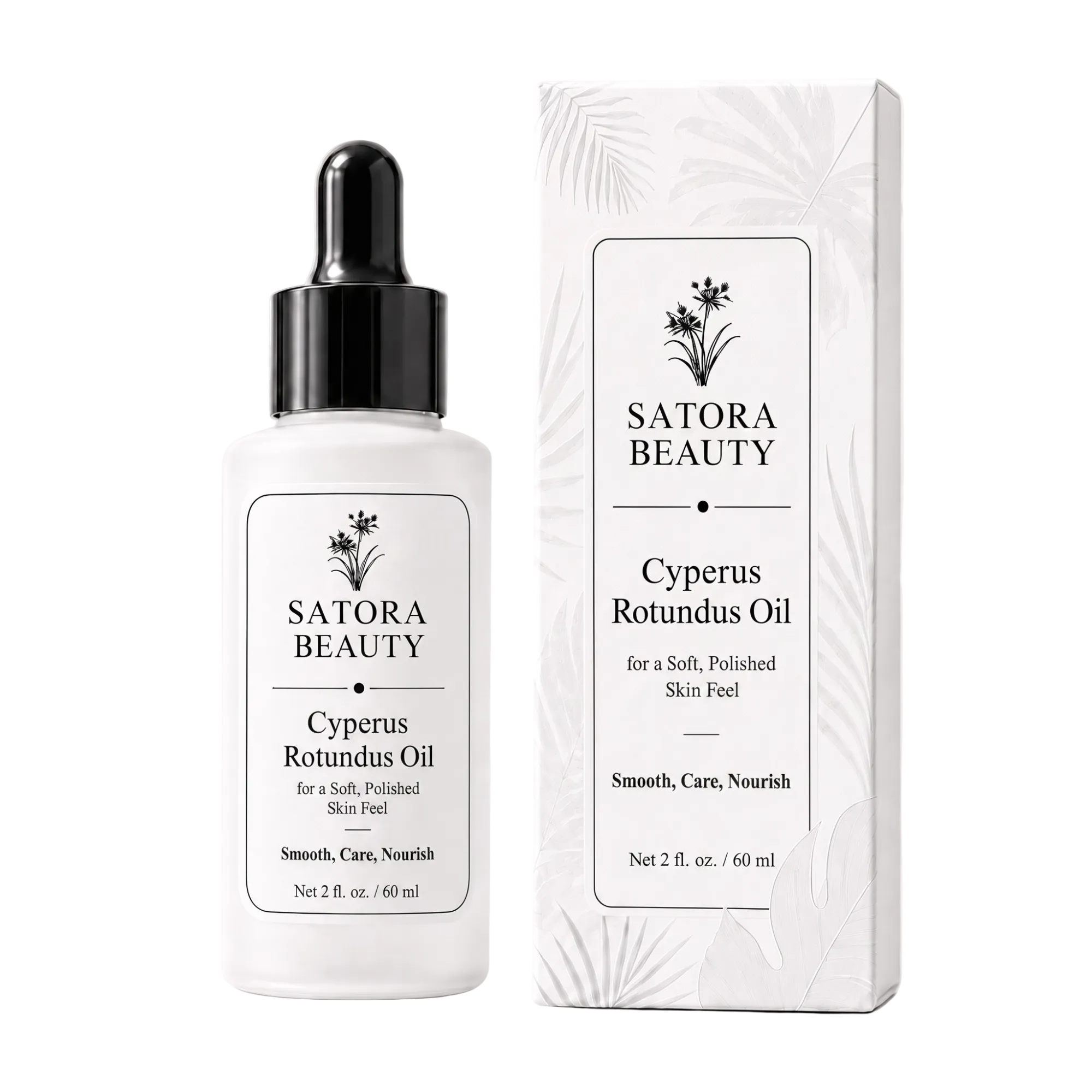 Satora Beauty cyperus rotundus oil for natural hair reduction, 2 fl oz (60 ml) amber bottle