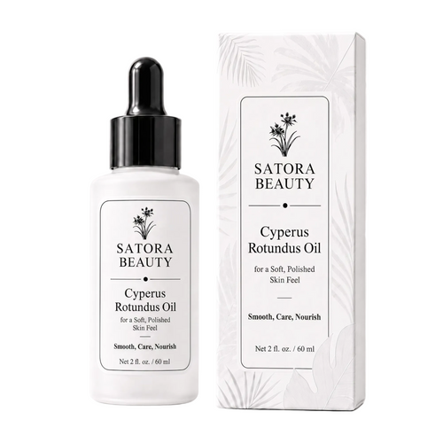 Satora Beauty cyperus rotundus oil for natural hair reduction, 2 fl oz (60 ml) amber bottle